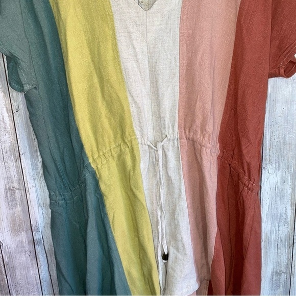 Entro Costal Colorblock Stripe Linen Blend Romper - Picture 4 of 7